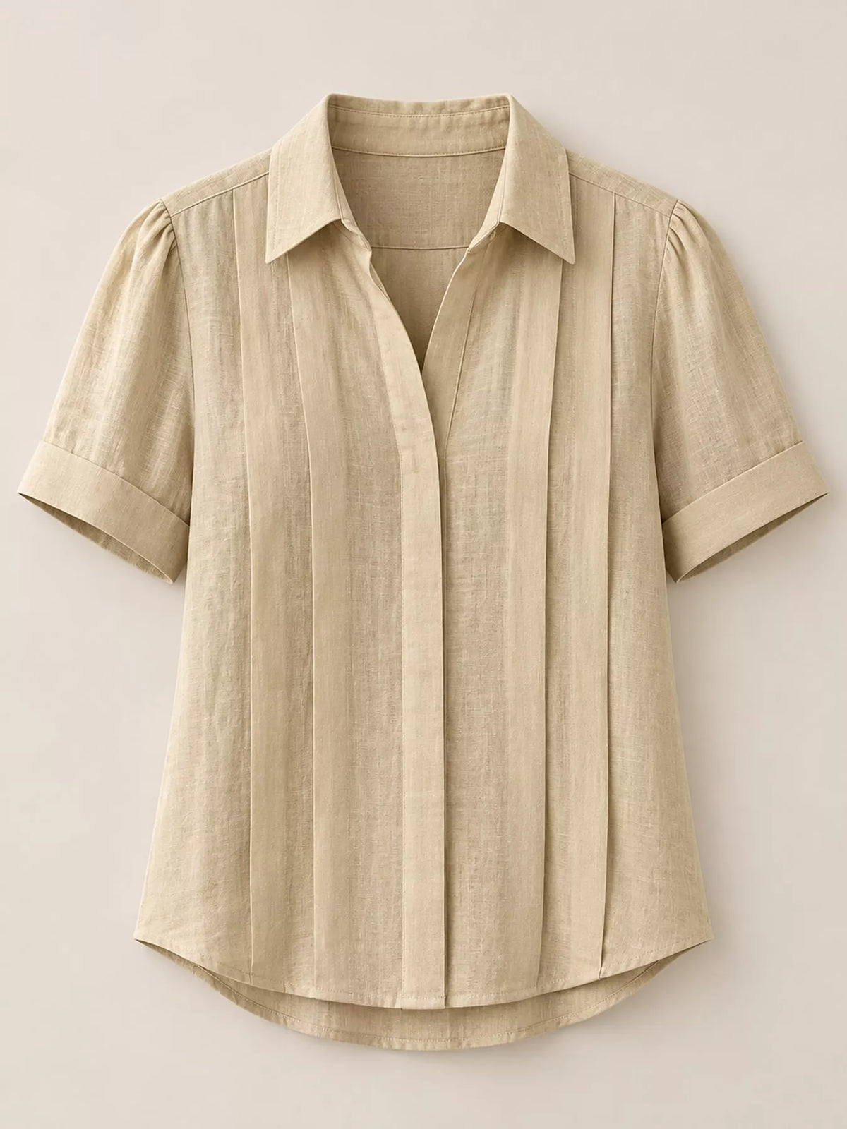 full size button up short sleeve shirt plus | dropsona - neutral - close-up detail