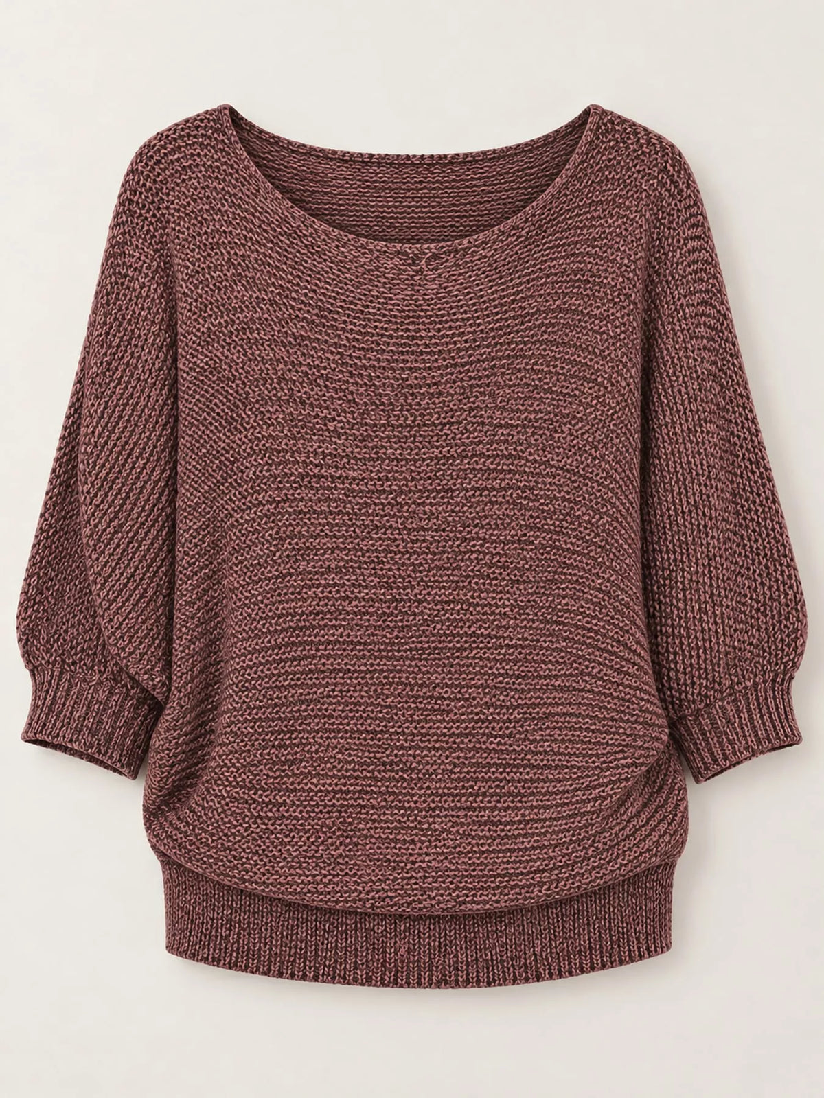 full size boat neck 3/4 sleeve sweater plus | dropsona - neutral - front view