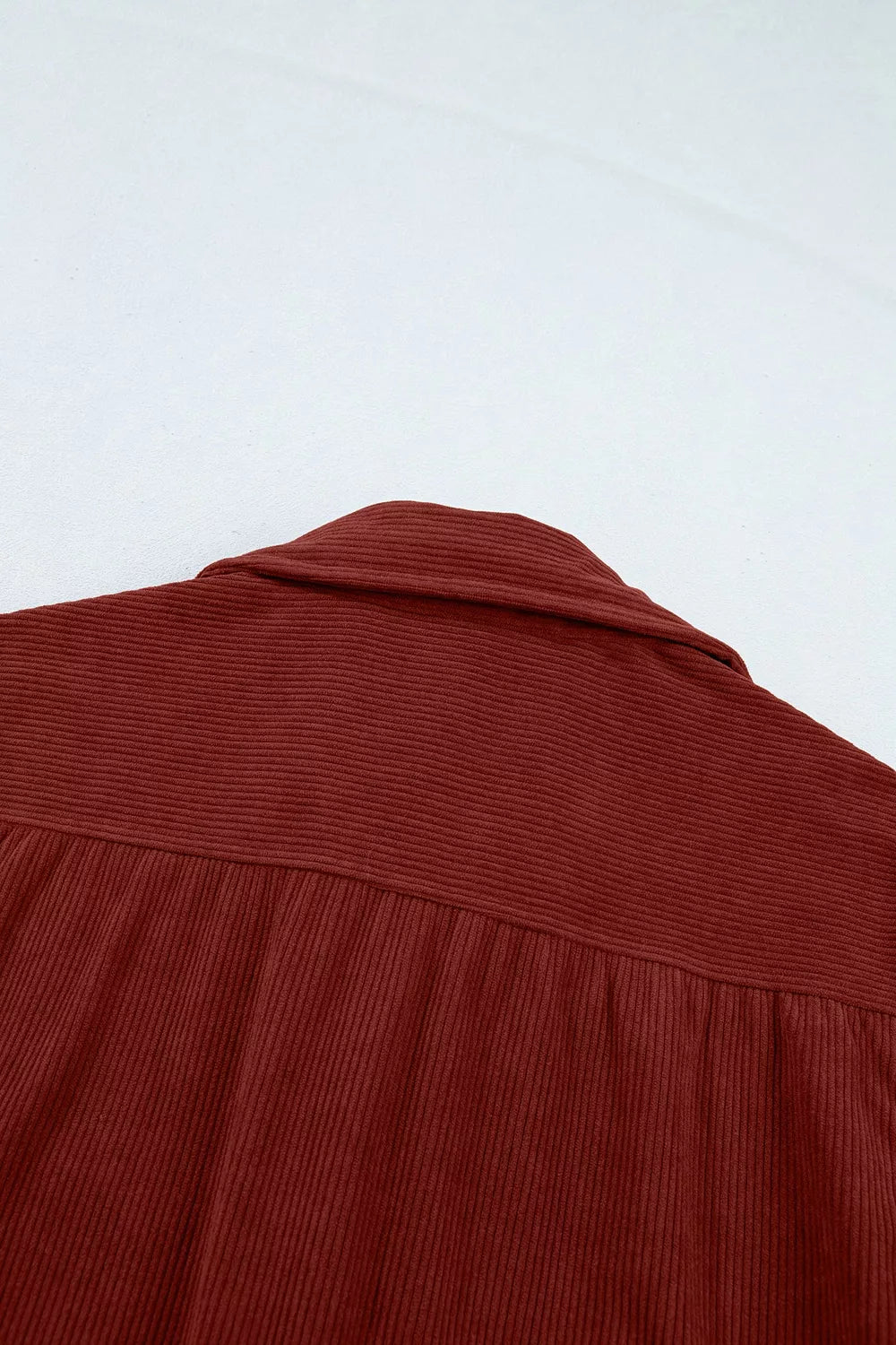adjustable cuff long sleeve corduroy shirt | dropsona - neutral - close-up detail