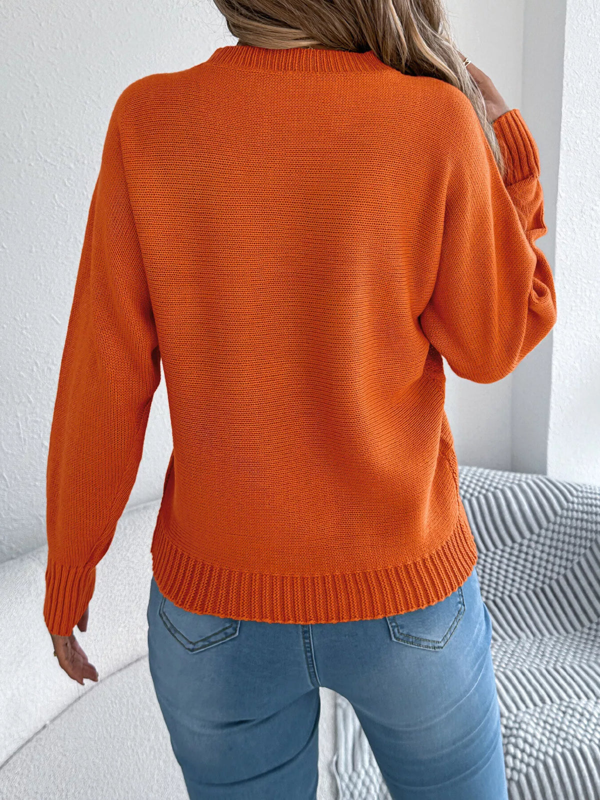 cable knit crew neck sweater – basic style,cable-knit | dropsona - neutral - size reference