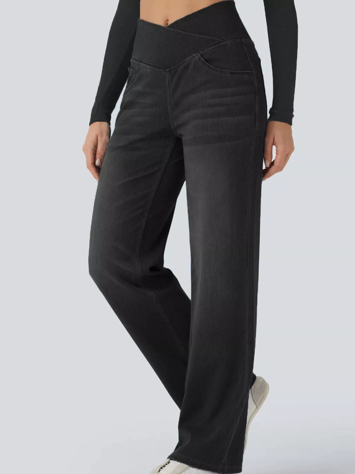 cat's whisker high-waisted cross-over waistband | dropsona - neutral - usage example