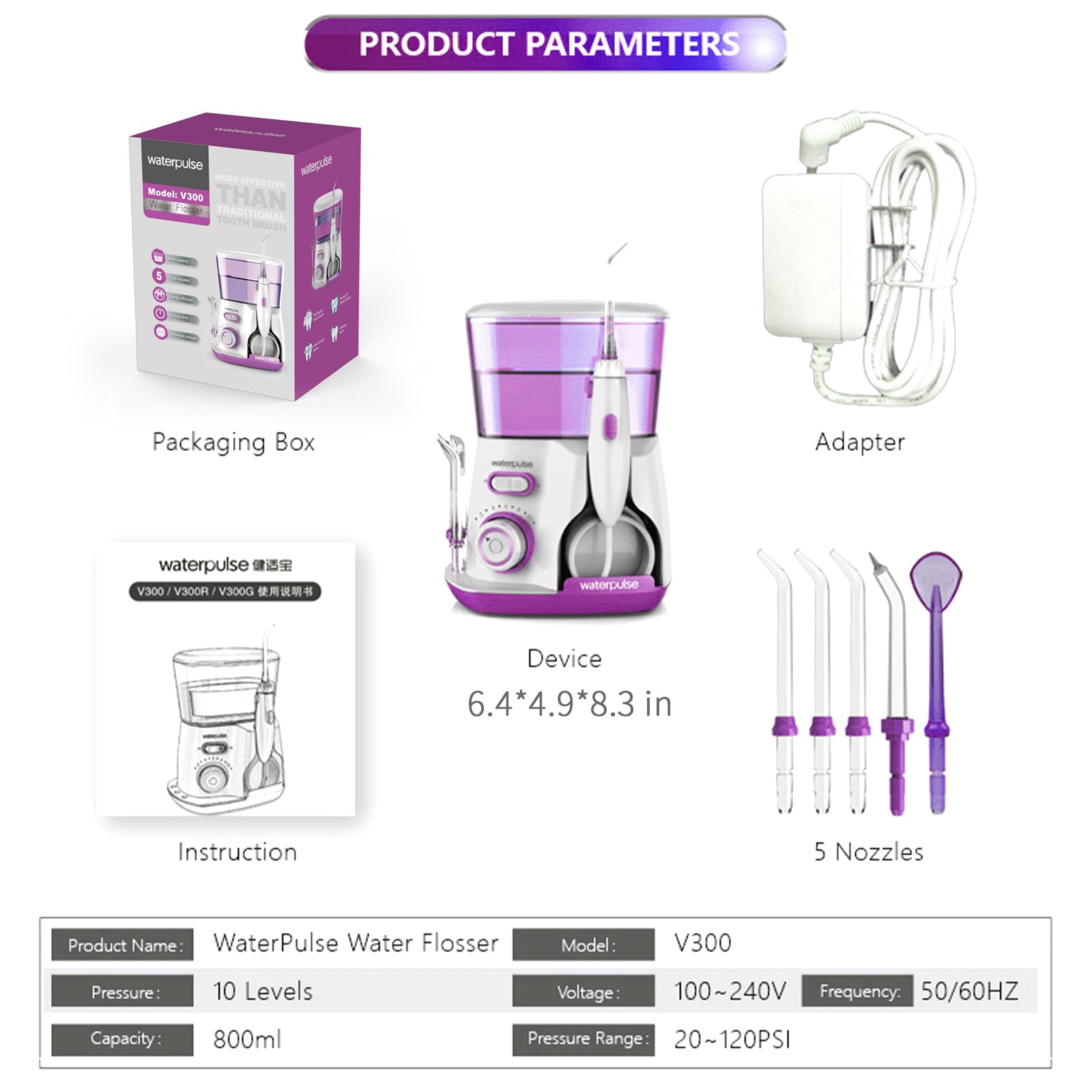 oral irrigator teeth water flosser waterproof 800ml vo | dropsona - neutral - material texture