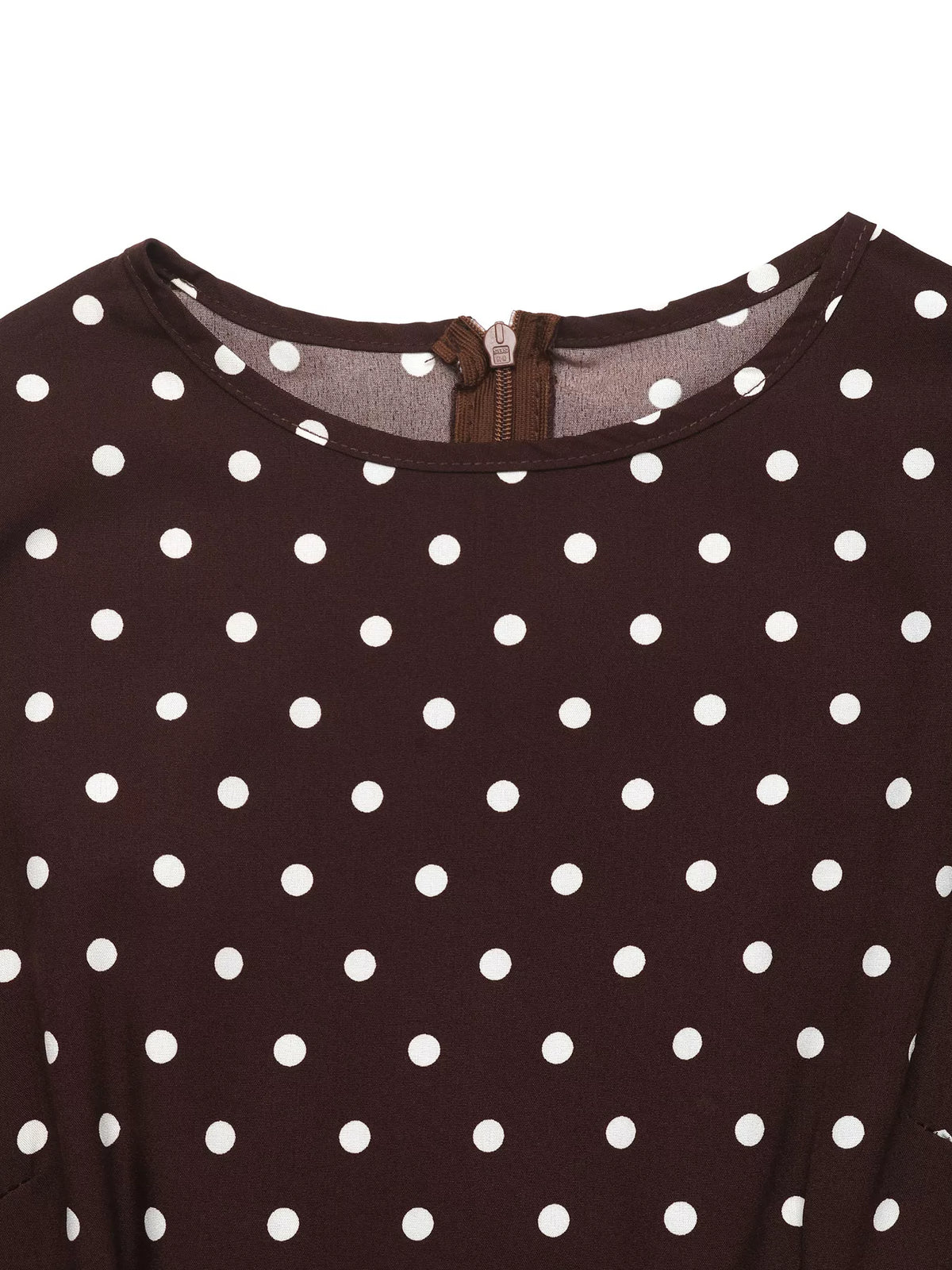 polka dot long sleeve maxi dress – zipper | dropsona - neutral - packaging