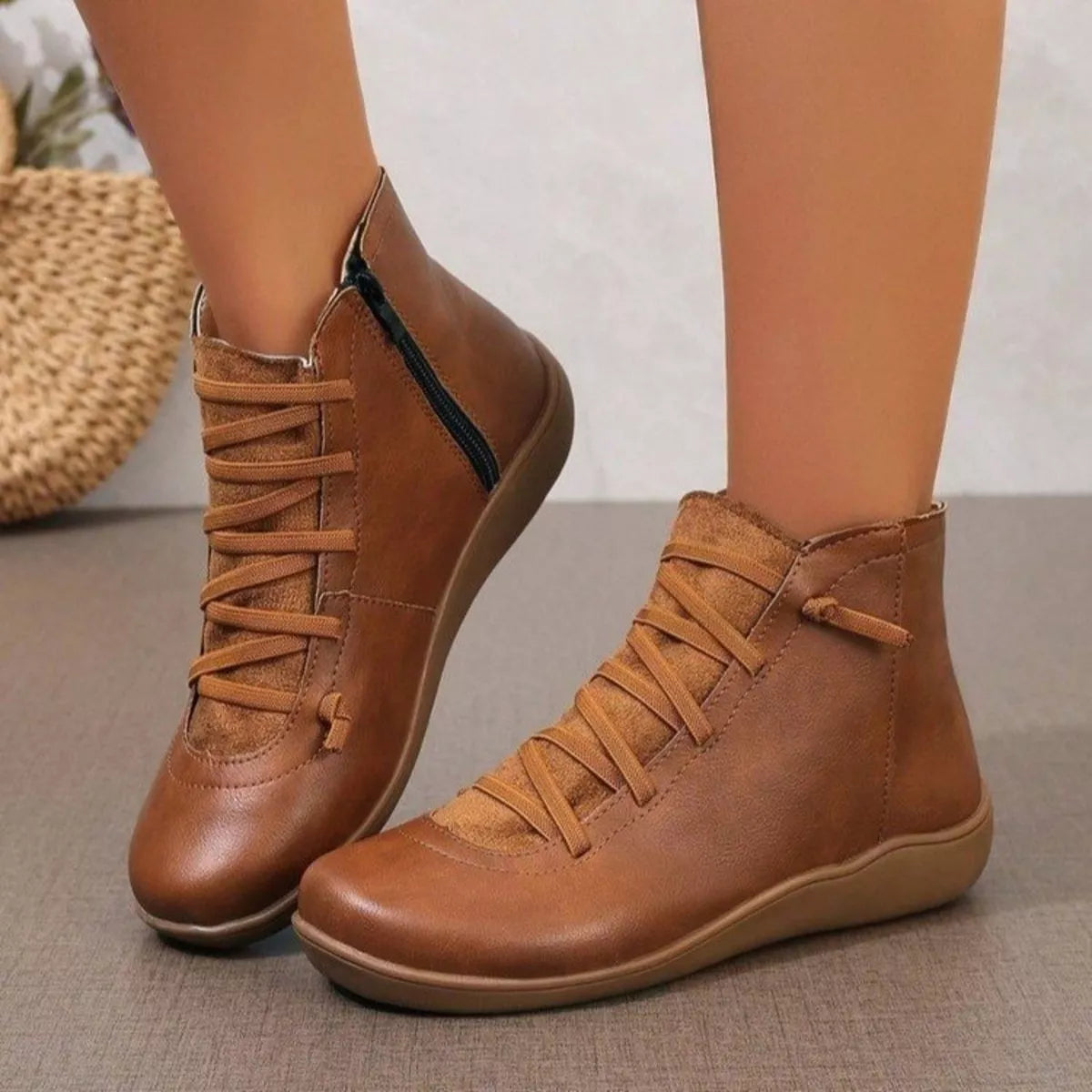 round toe lace up boots – classy ballet flats | dropsona - neutral - size reference