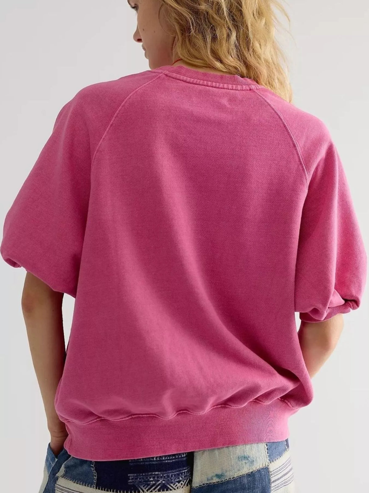 full size raglan short-sleeve sweatshirt plus | dropsona - neutral - material texture