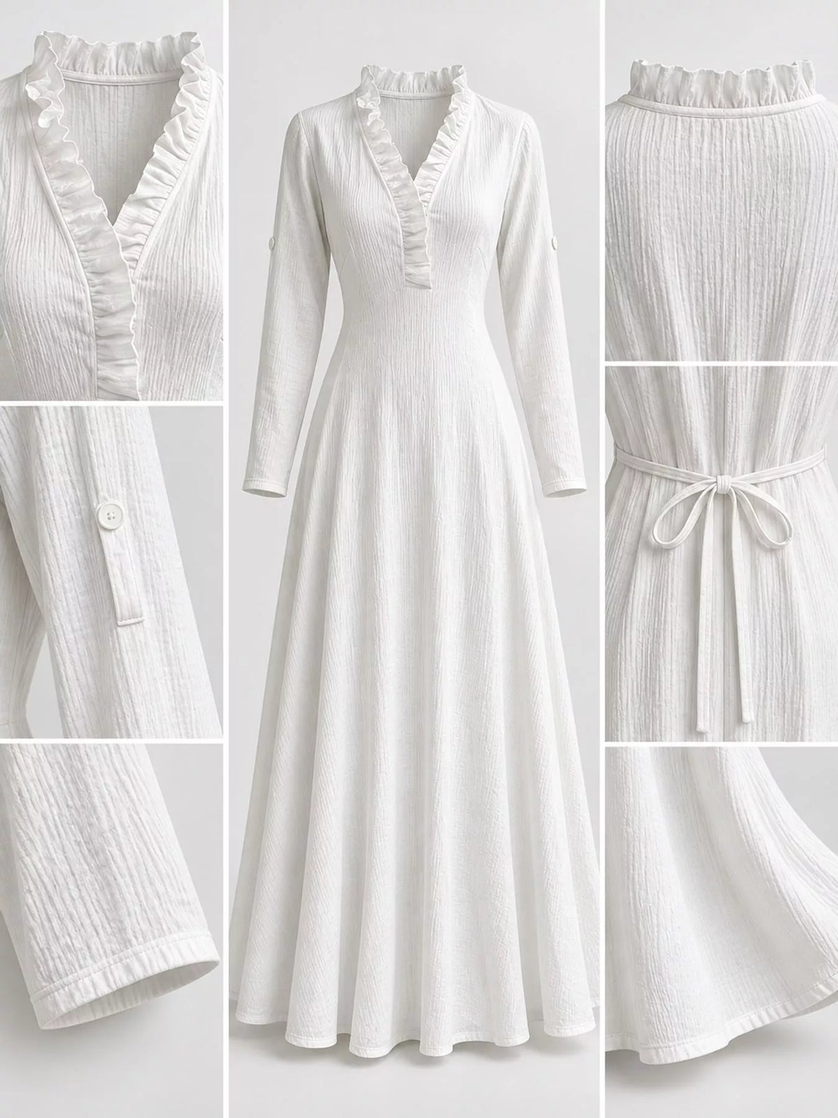 full size frill roll-up sleeve maxi dress plus | dropsona - neutral - usage example