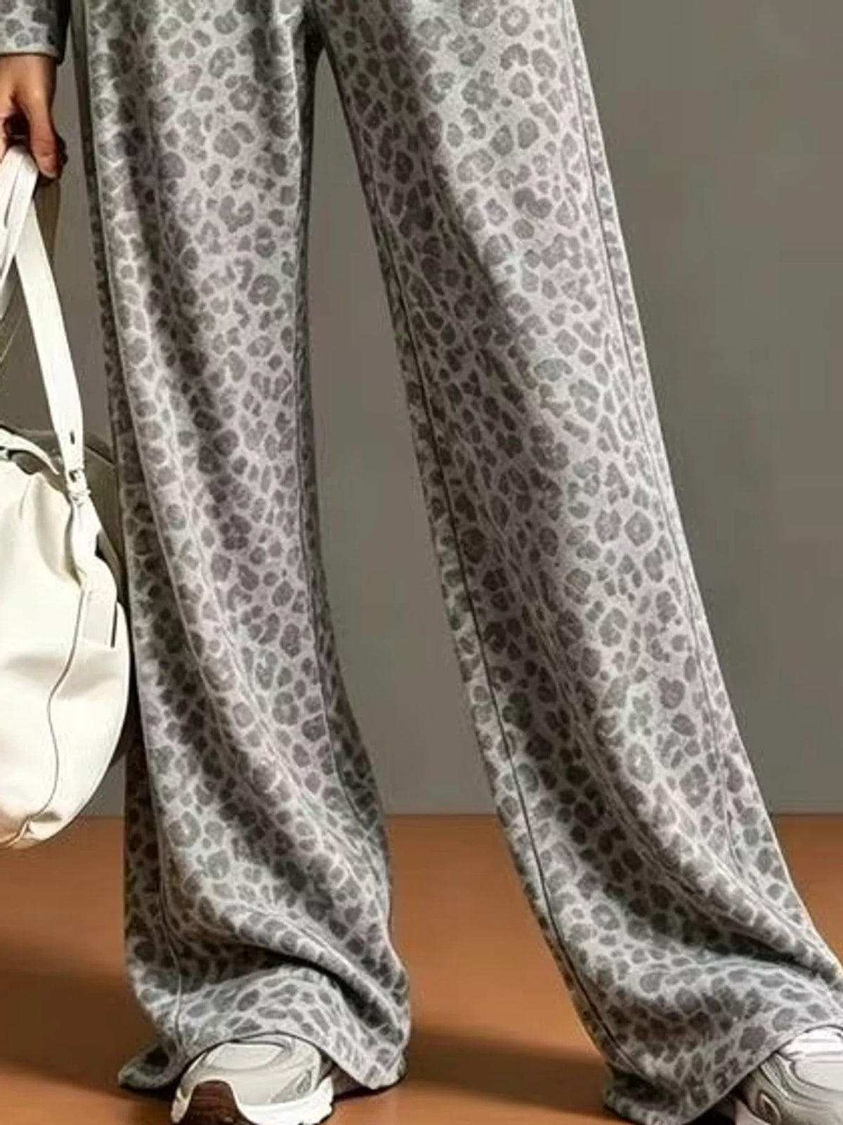 leopard print zip-up outerwear and pants set | dropsona - neutral - usage example