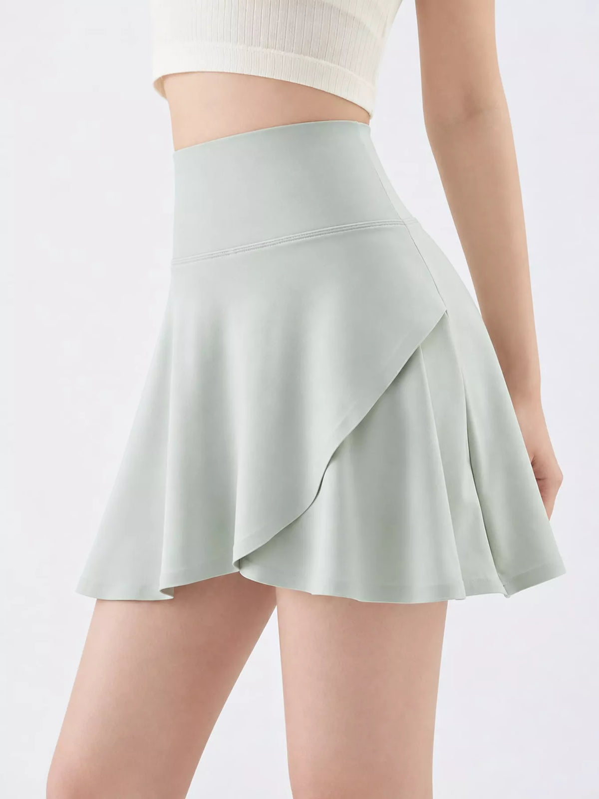 full size high-waisted flared athletic skirt with | dropsona - neutral - material texture