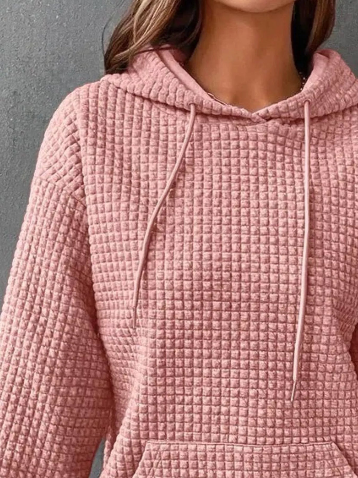 full size textured kangaroo pocket hoodie plus size - close-up detail