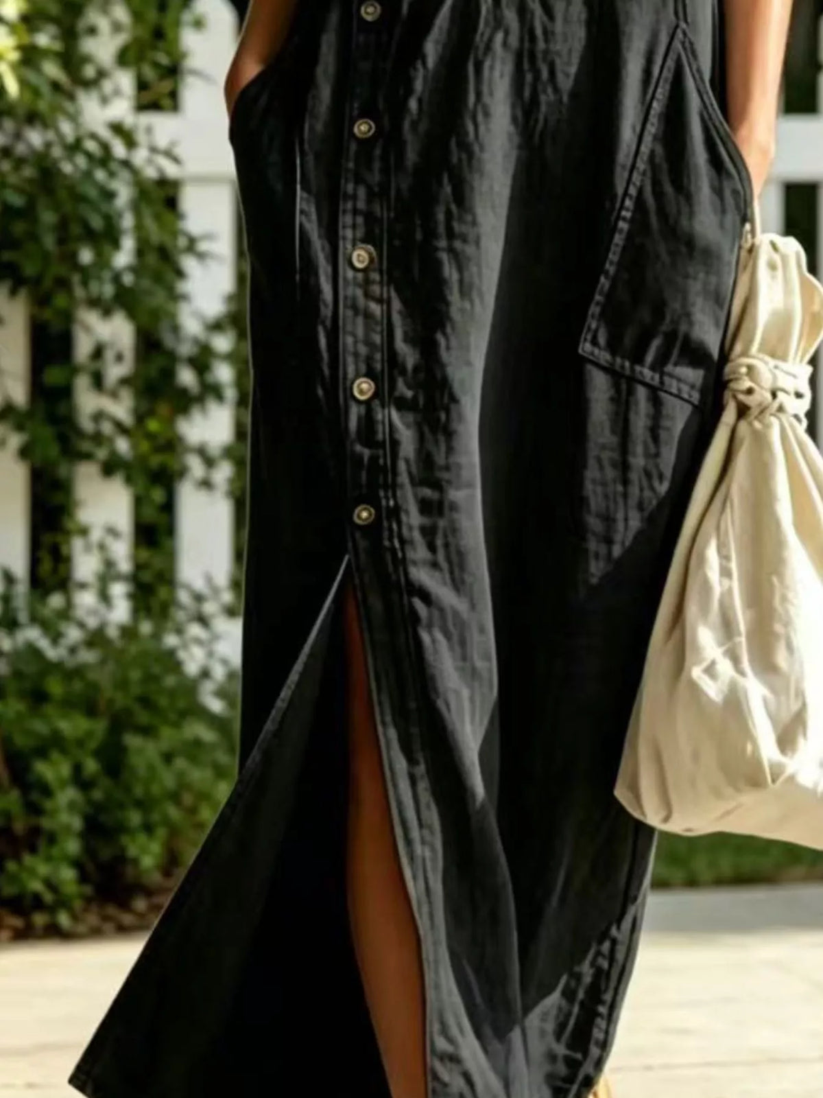full size slit zip front sleeveless hooded dress plus | dropsona - neutral - usage example