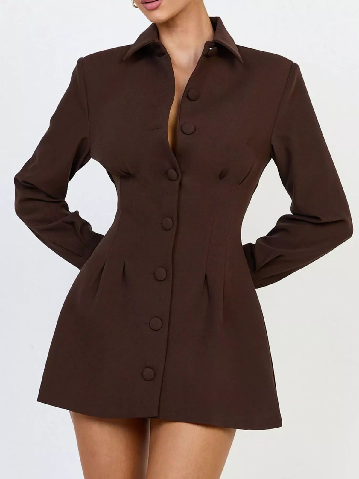 corset-style button-down blazer dress | dropsona - neutral - everyday use