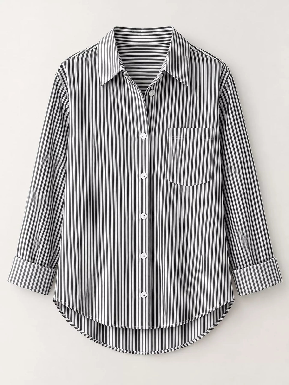 full size striped button-down long sleeve shirt plus | dropsona - neutral - usage example