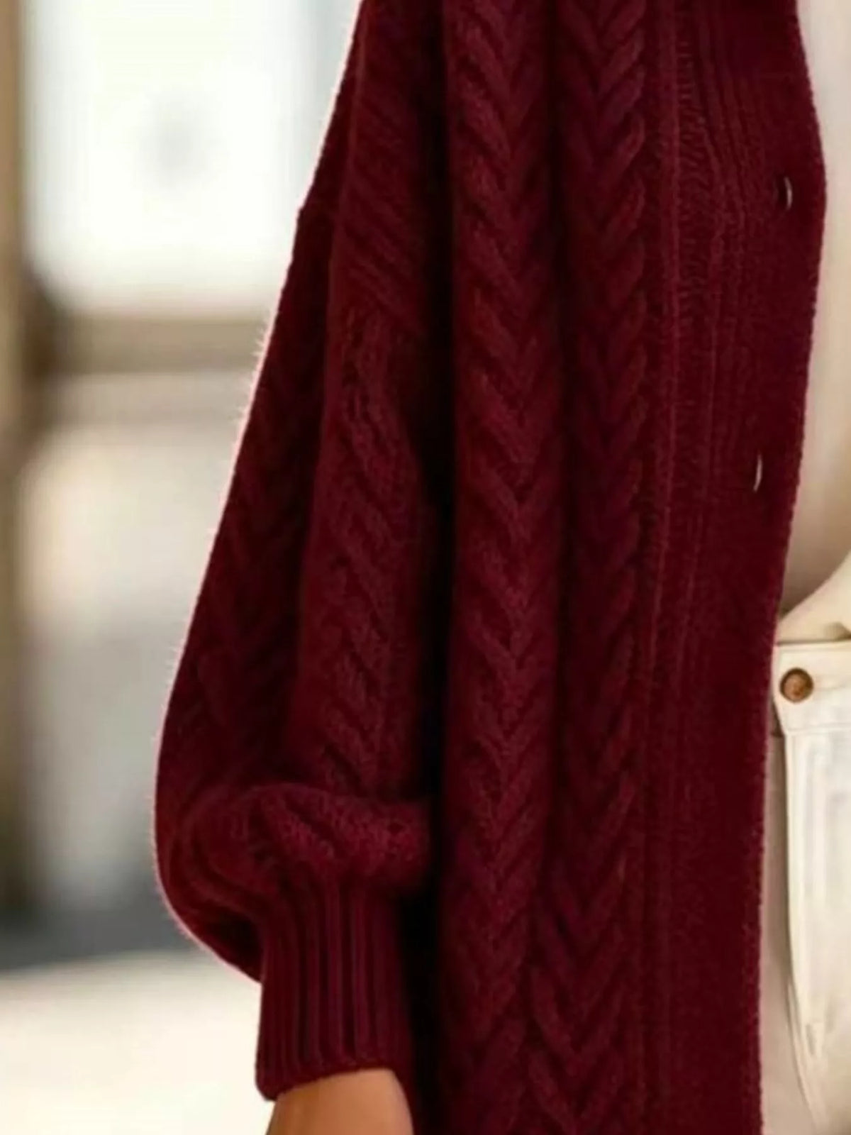 full size cable-knit button-down cardigan plus | dropsona - neutral - usage example