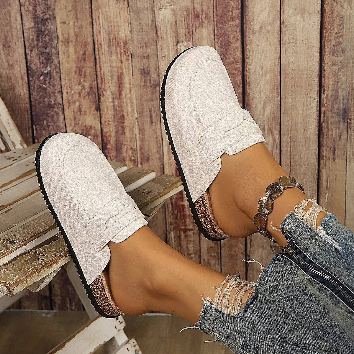 round toe slip-ons – dear monkey | dropsona suede,rubber - neutral - size reference