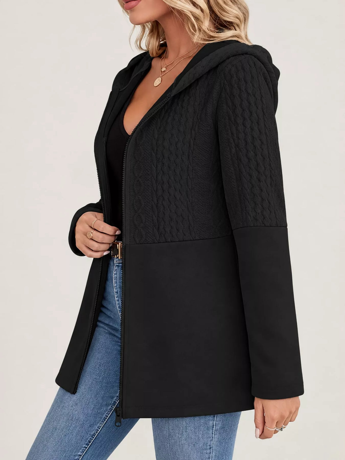 full size hooded zip-up jacket plus | dropsona - neutral - packaging