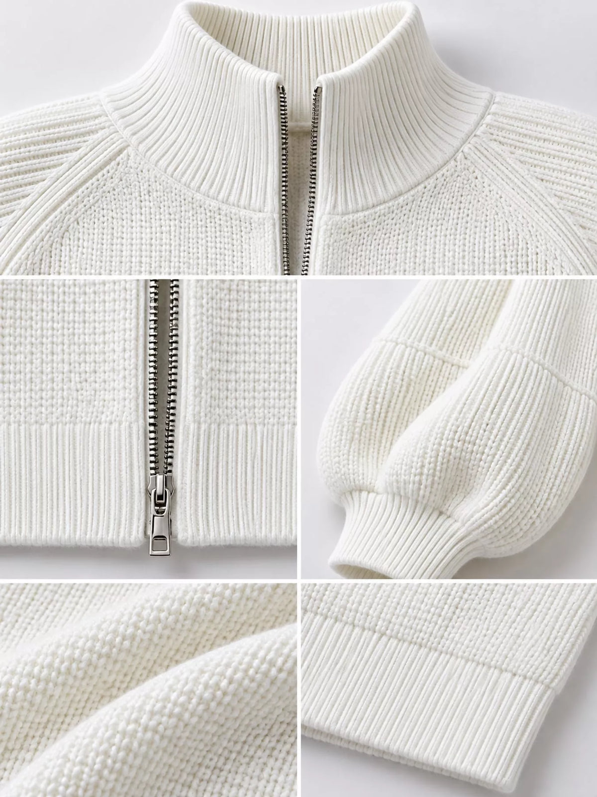 full size elegant ribbed knit zip-up cardigan with | dropsona - neutral - packaging