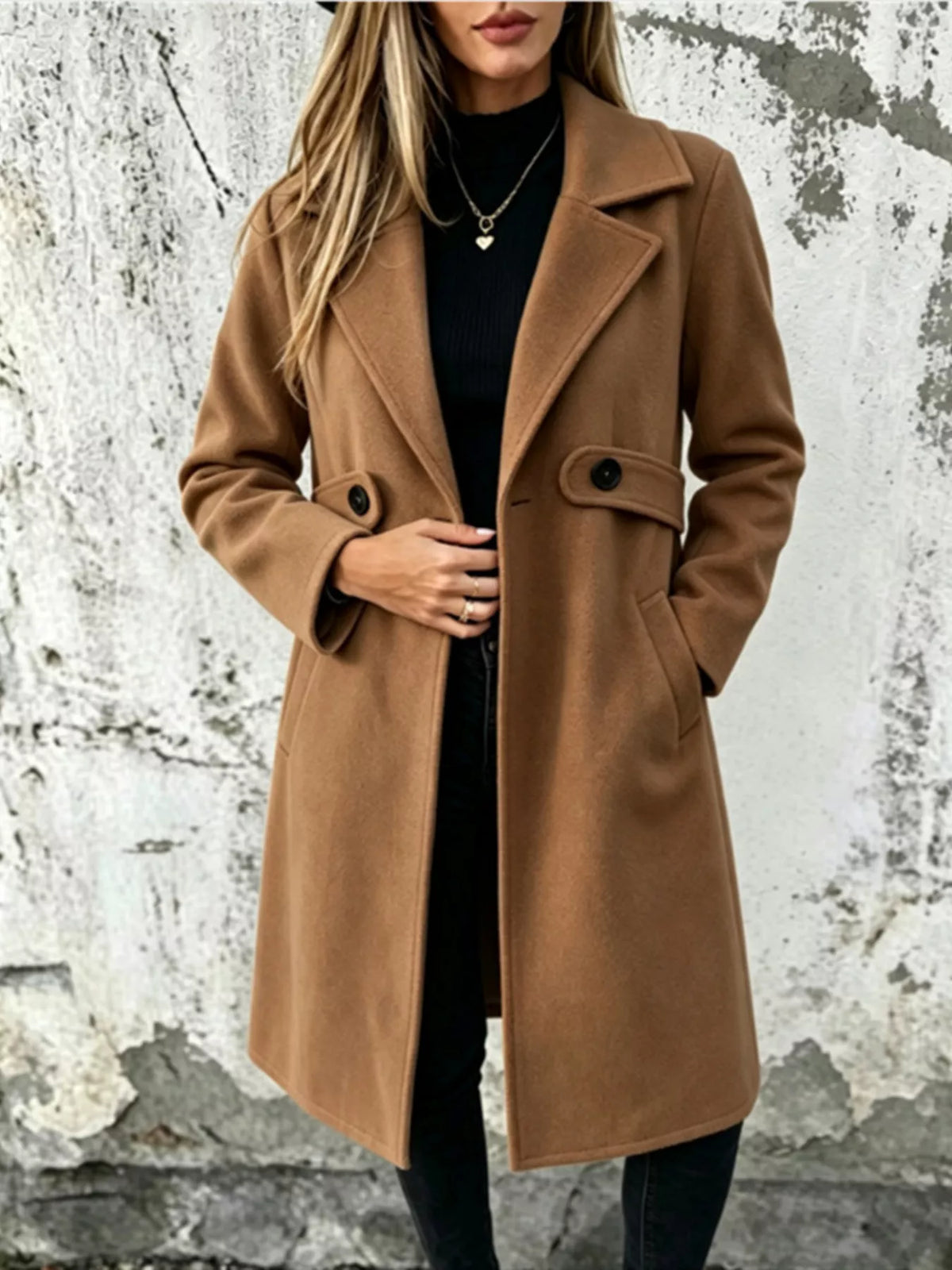 full size lapel collar longline overcoat plus | dropsona - neutral - packaging