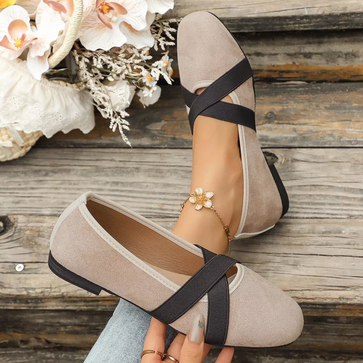 suede cross-strap slip-on loafers – dear monkey | dropsona - neutral - size reference