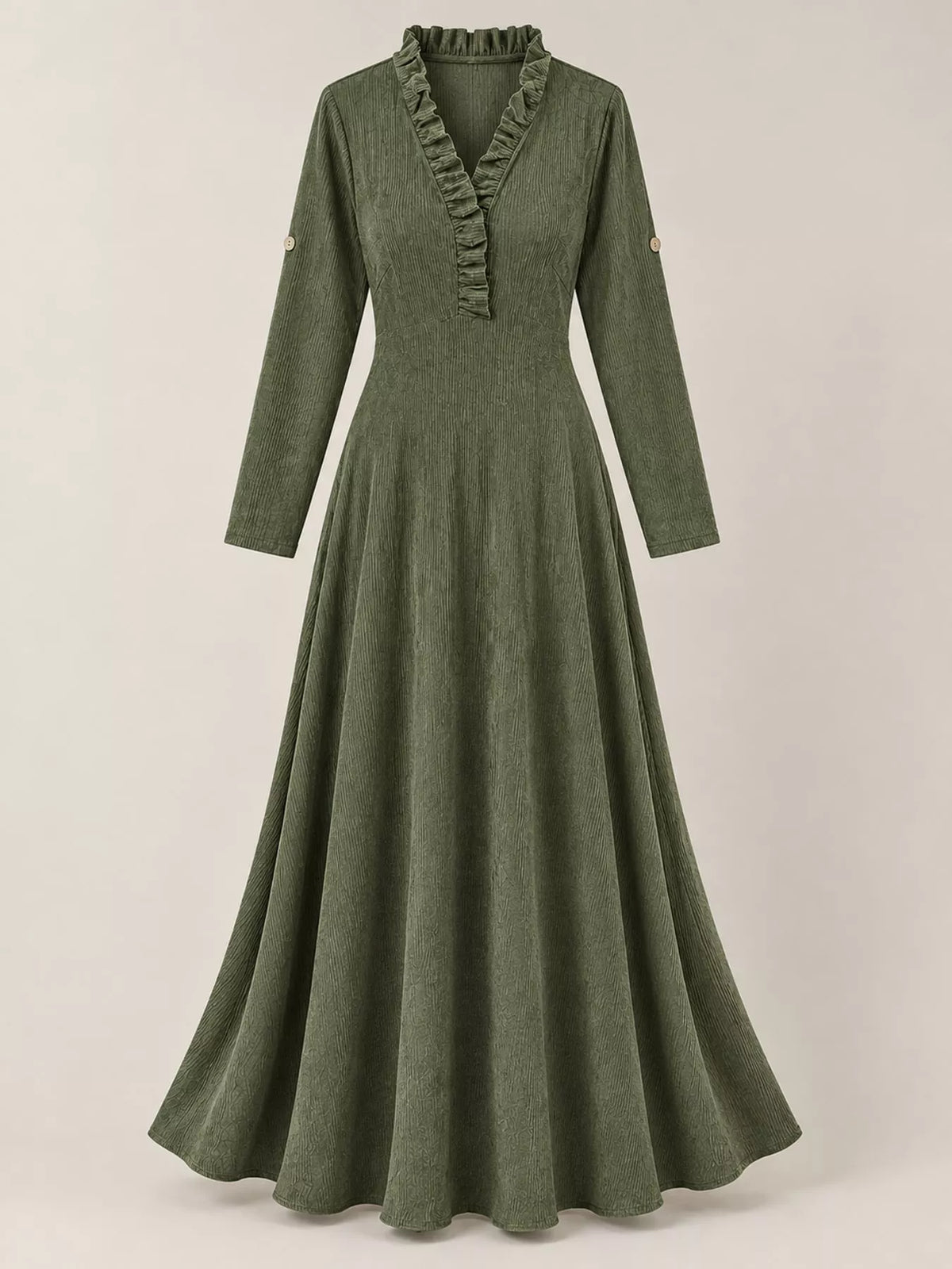full size frill roll-up sleeve maxi dress plus | dropsona - neutral - usage example