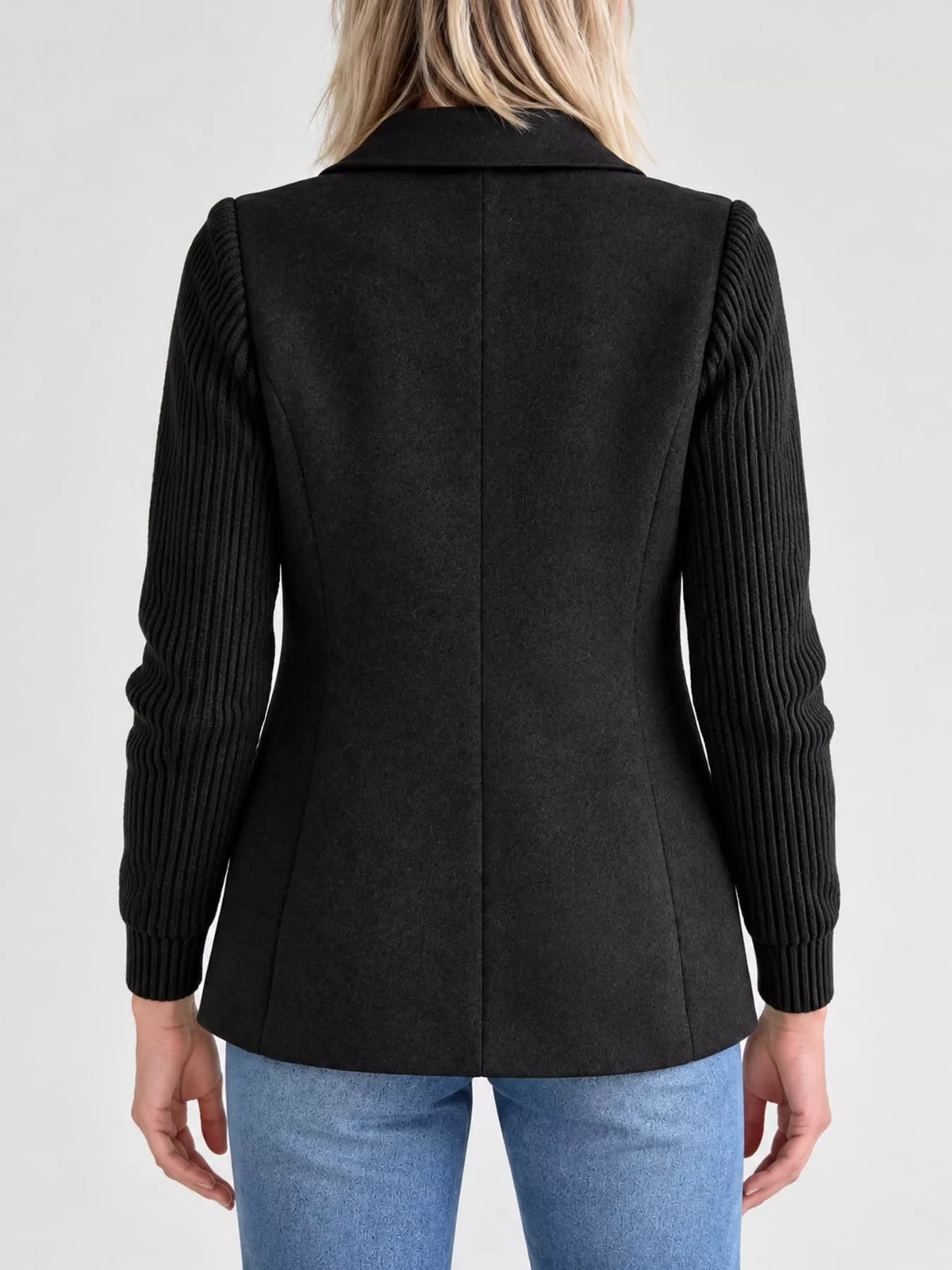 full size double-breasted lapel collar blazer plus | dropsona - neutral - usage example