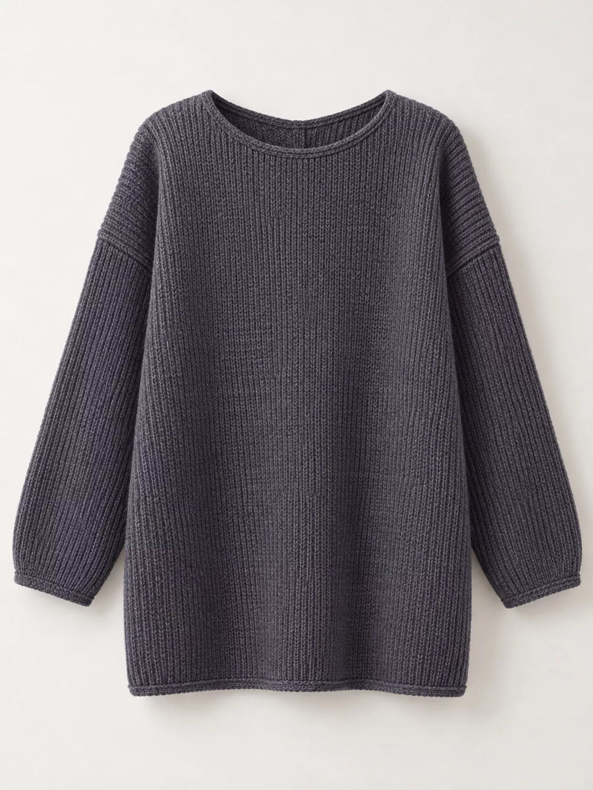 chunky knit dropped shoulder sweater | dropsona - neutral - front view