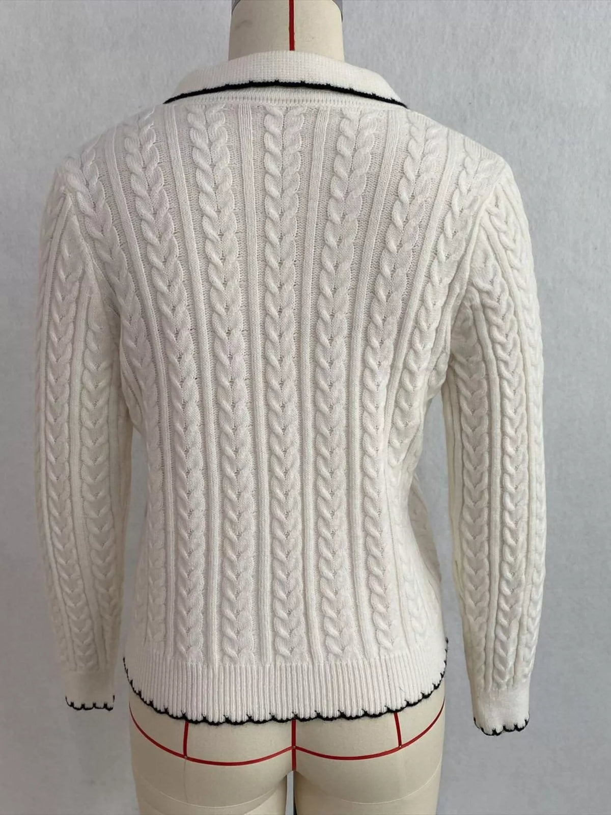 cable knit polo collar button-up cardigan | dropsona - neutral - packaging