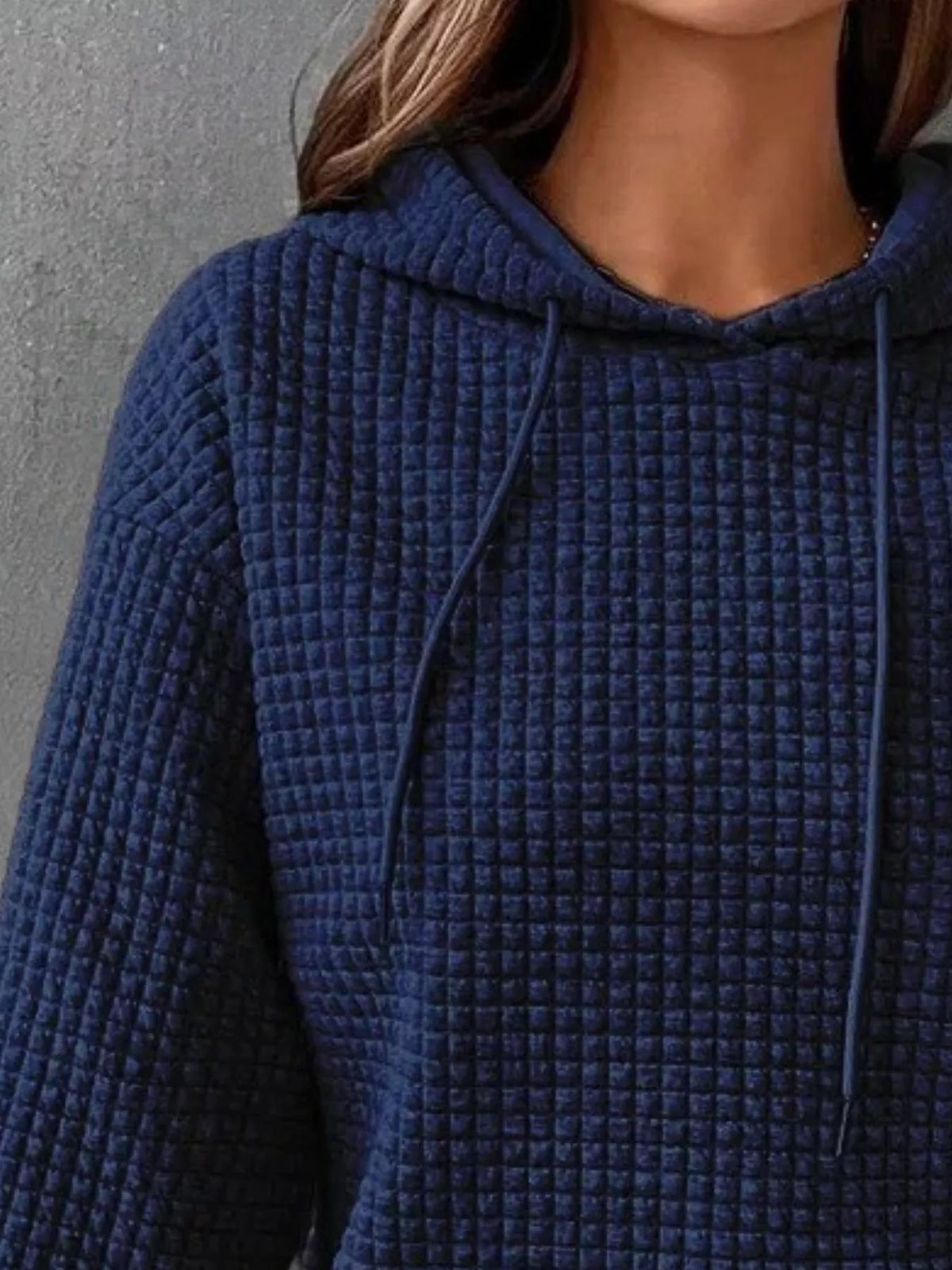 full size textured kangaroo pocket hoodie plus size - front view