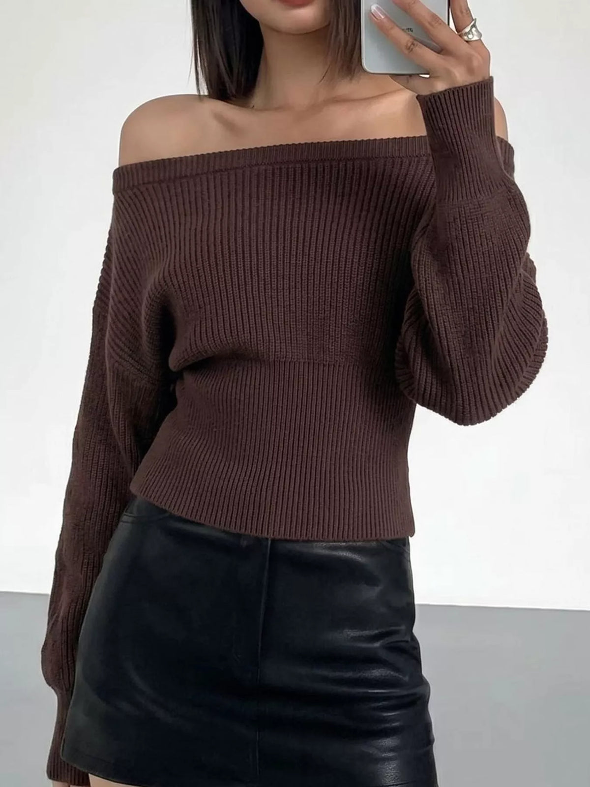 one shoulder ribbed knit sweater – fit | dropsona - neutral - size reference