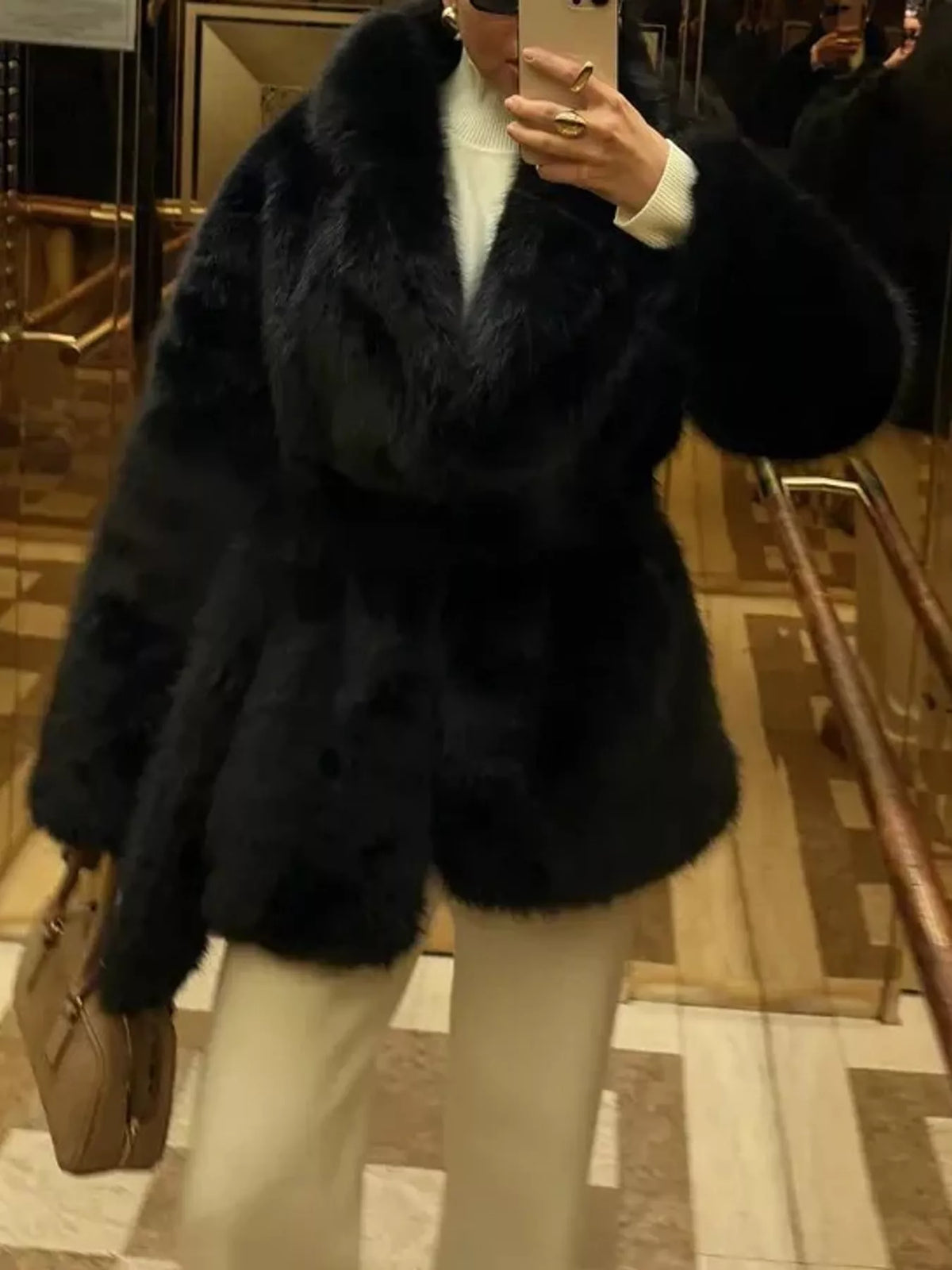 faux fur belted winter outerwear – thermal fit | dropsona - neutral - usage example