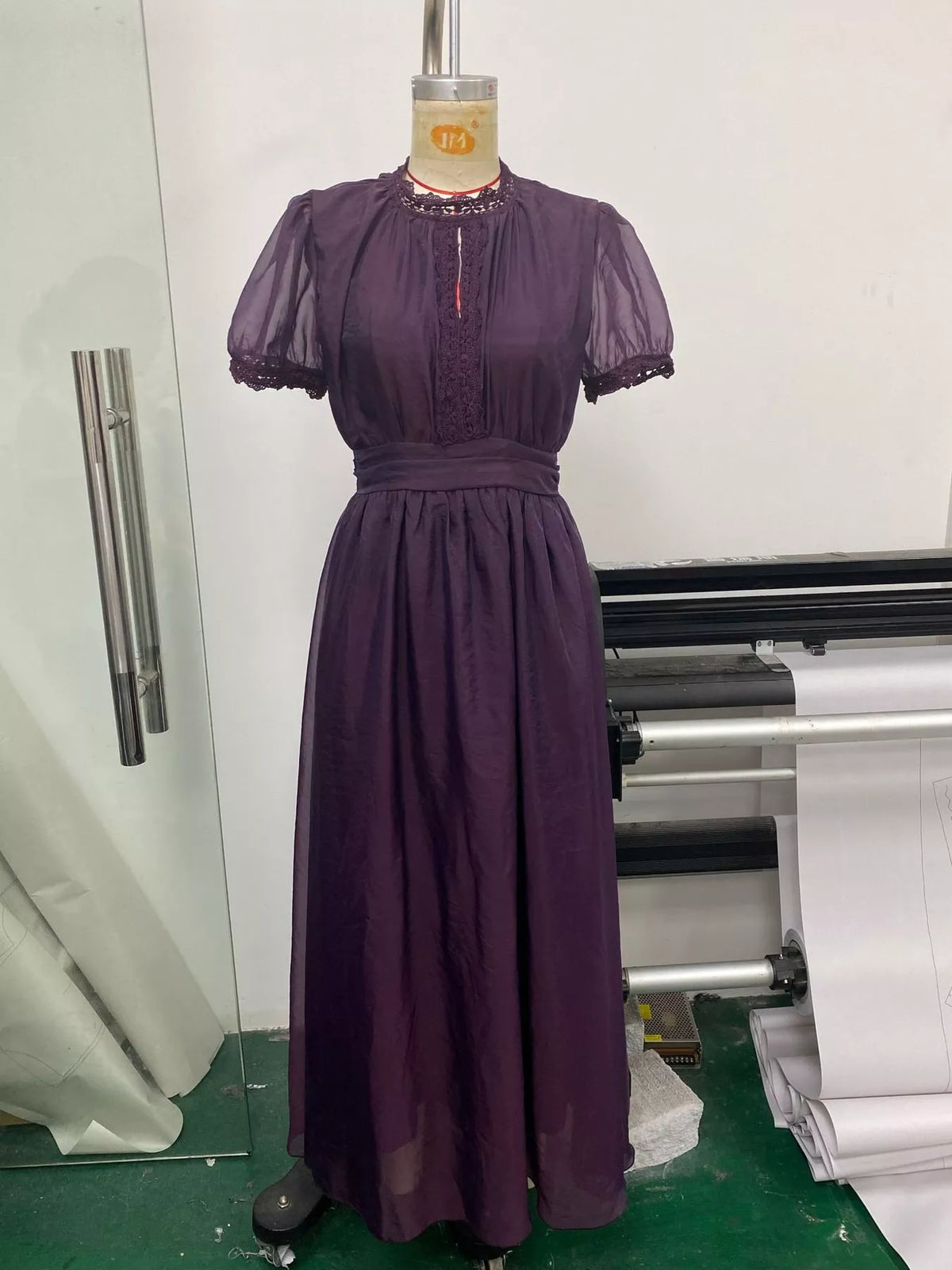 full size elegant sheer chiffon mock-neck maxi dress | dropsona - neutral - usage example