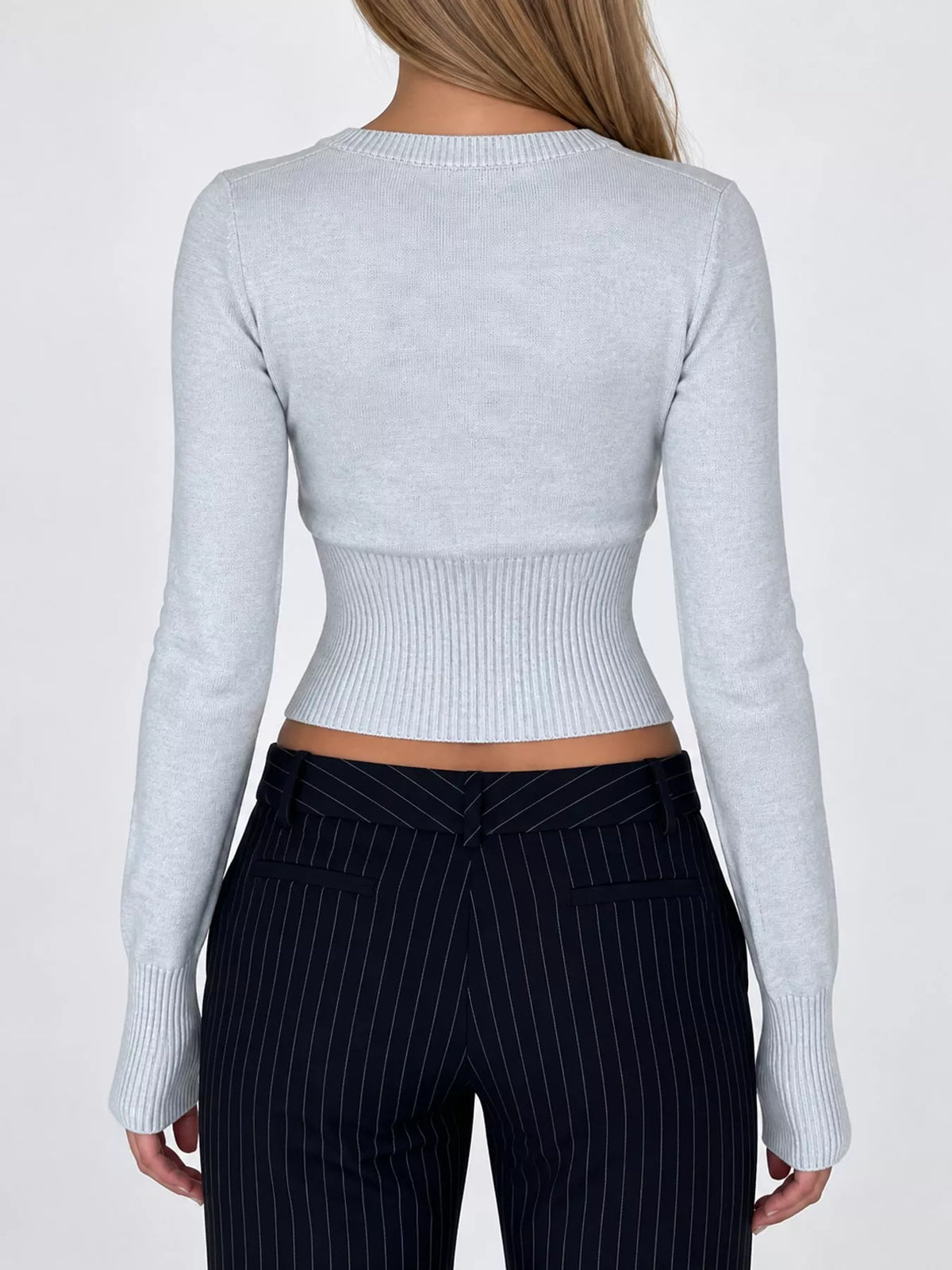 slim-fit ribbed knit button-down cardigan | dropsona - neutral - packaging