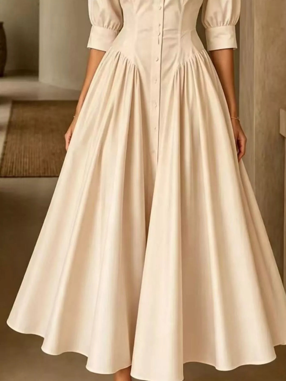 full size elegant button-down shirt dress with | dropsona - neutral - usage example