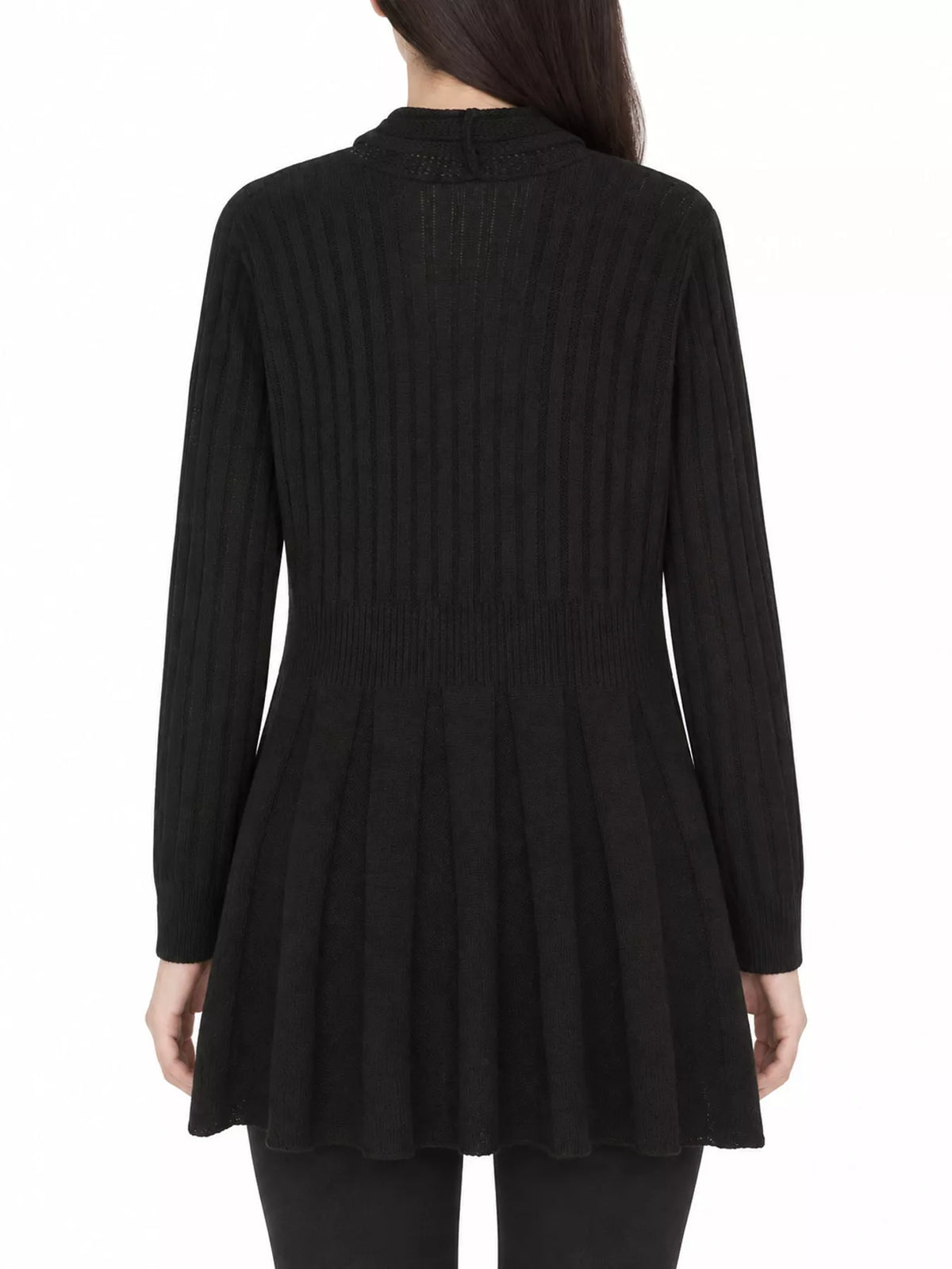 elegant ribbed knit open front flared cardigan | dropsona - neutral - packaging
