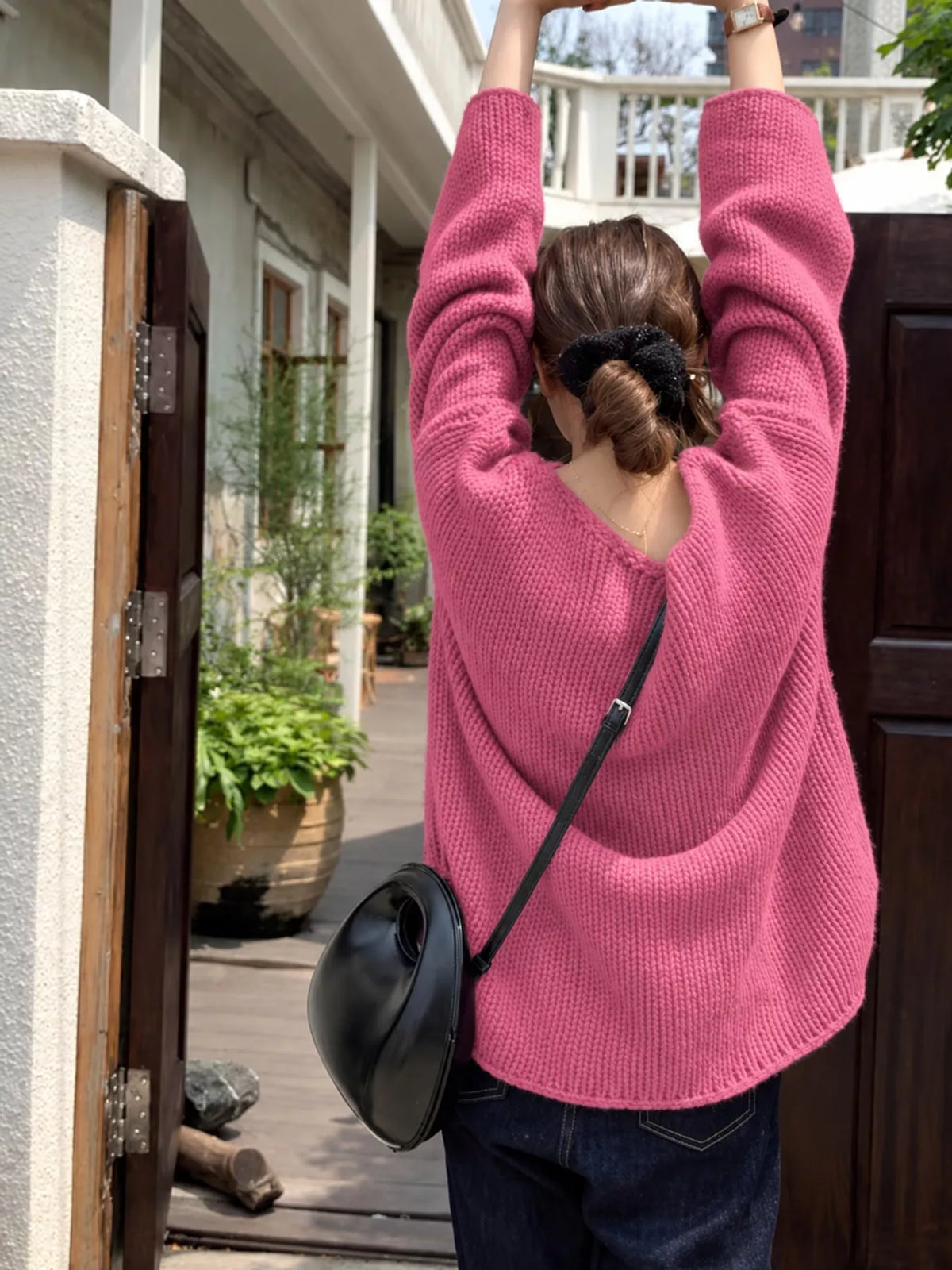 chunky knit dropped shoulder sweater | dropsona - neutral - size reference
