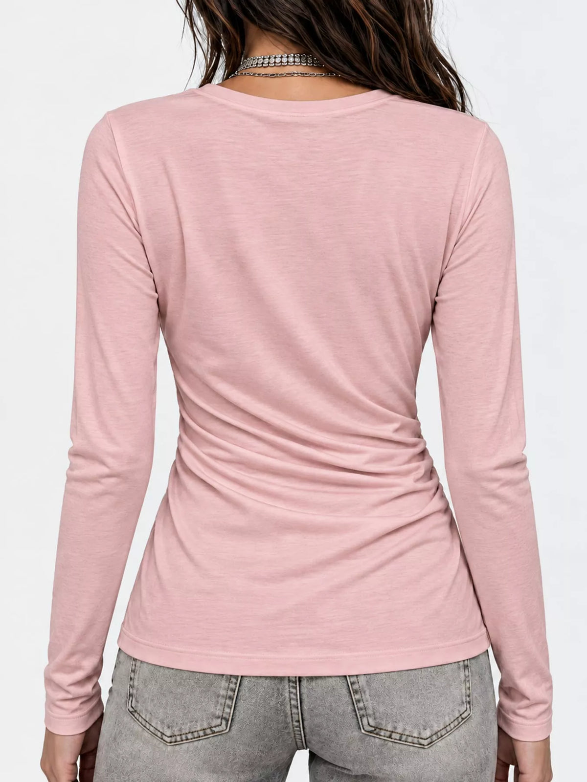 full size surplice long sleeve t-shirt plus | dropsona - neutral - close-up detail
