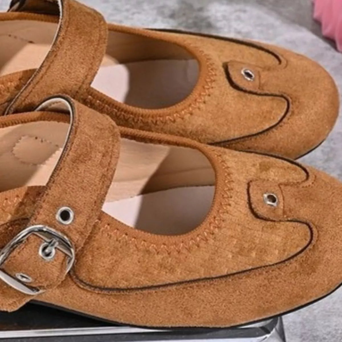 adjustable buckle strap slip-ons – classy ballet flats | dropsona - neutral - usage example