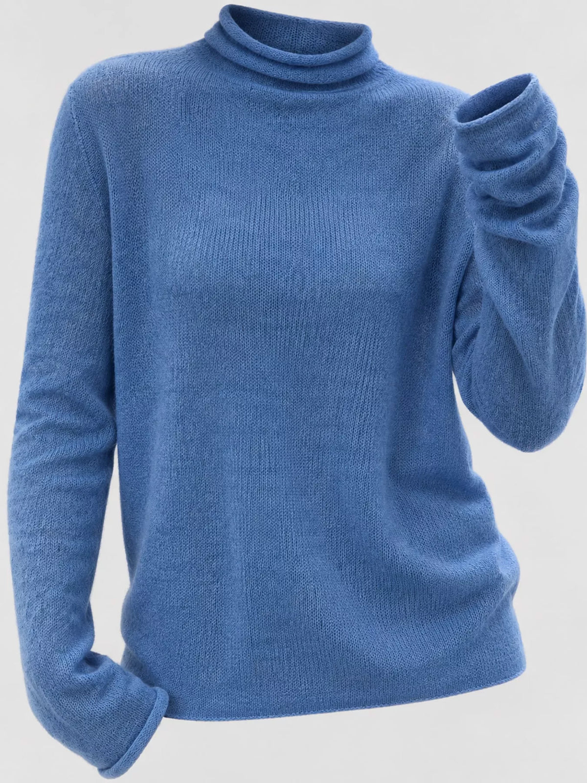 sheer turtleneck knit top | dropsona - neutral - close-up detail
