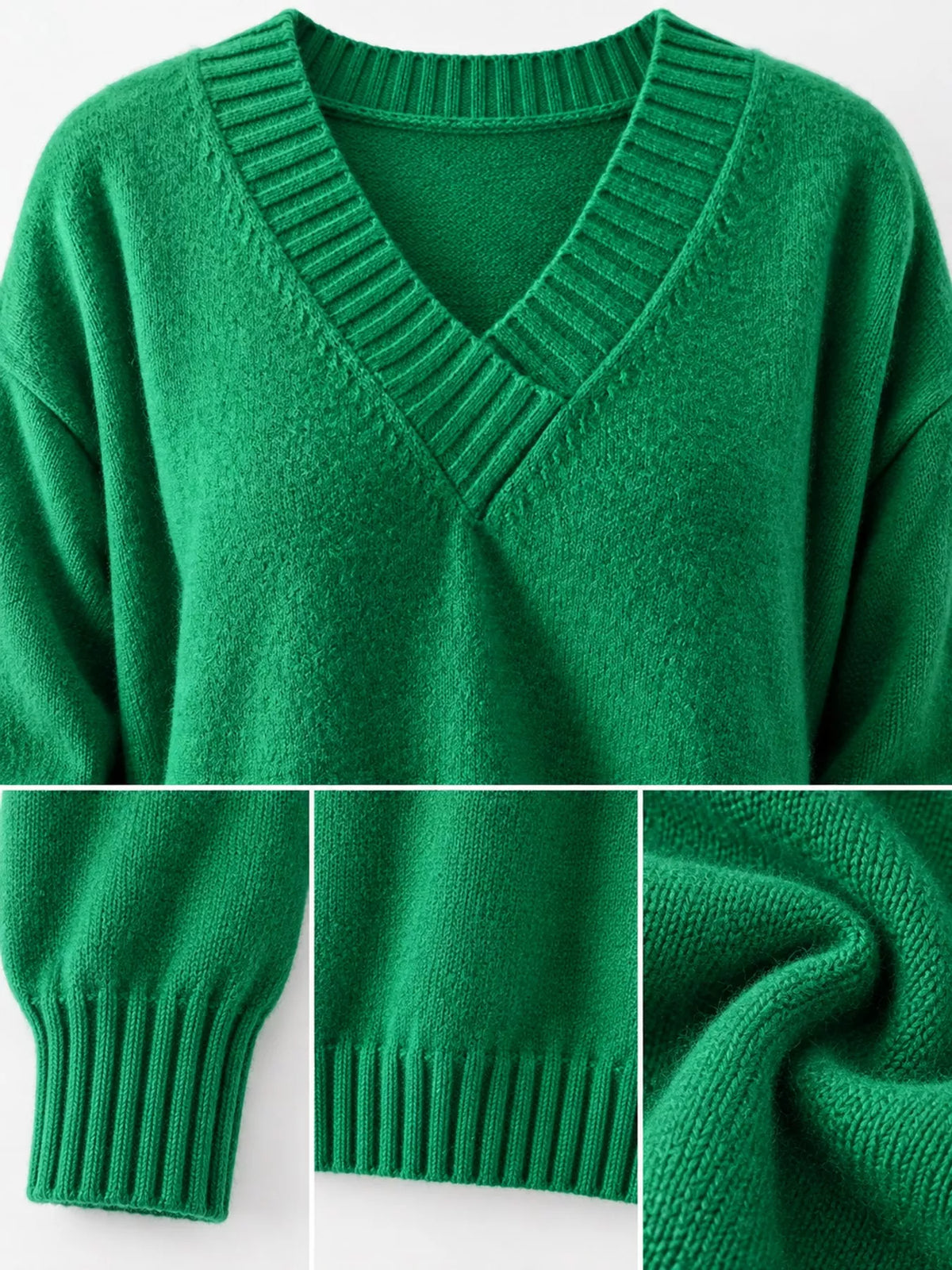 full size v-neck dropped shoulder sweater plus | dropsona - neutral - material texture