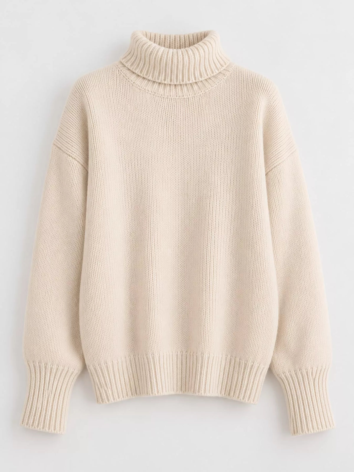 turtleneck dropped shoulder sweater | dropsona - neutral - usage example
