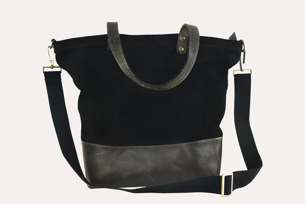 boyfriend tote canvas – genuine leather and 3 i | dropsona - neutral - front view