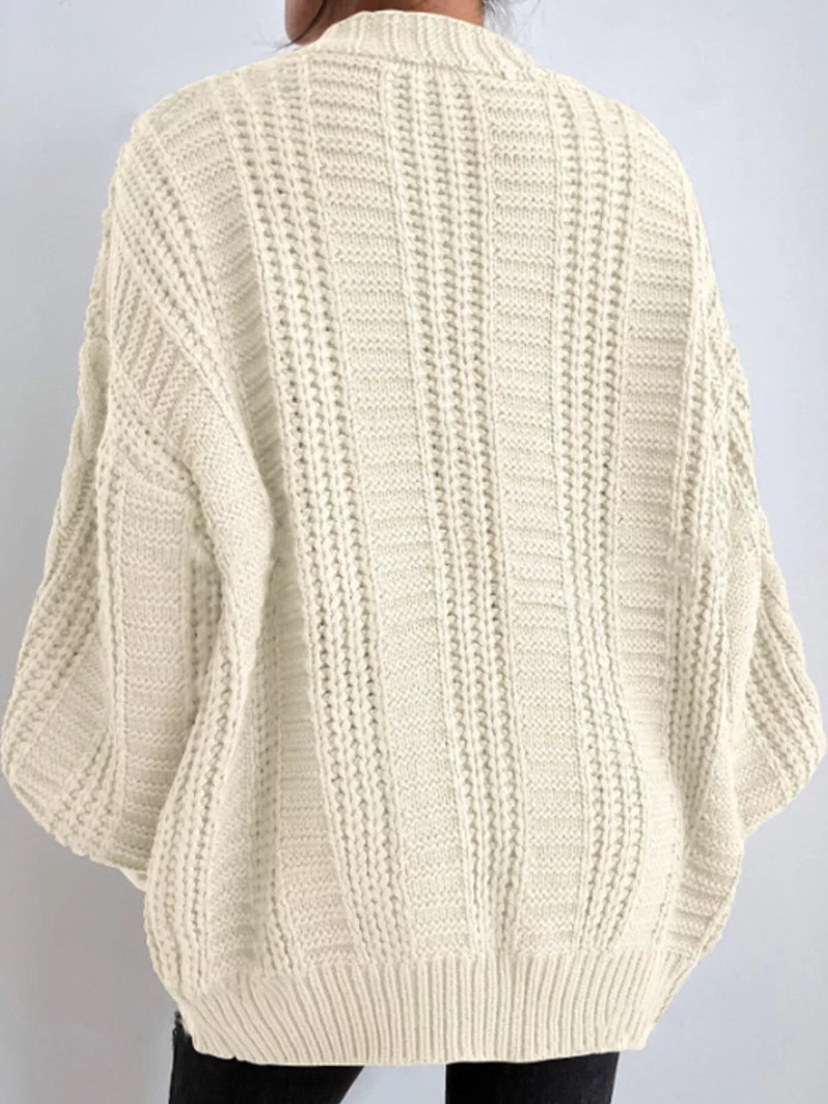 cable knit button-down cardigan | dropsona - neutral - packaging