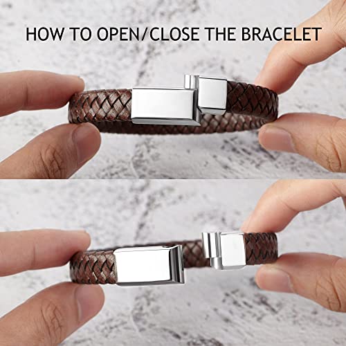 roman numerals engraved mens bracelet, woven braided l | dropsona - neutral - material texture