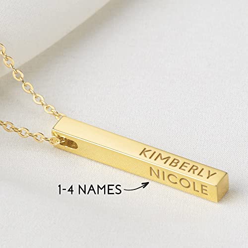 personalized mother necklace, 4 side bar kid | dropsona - neutral - everyday use