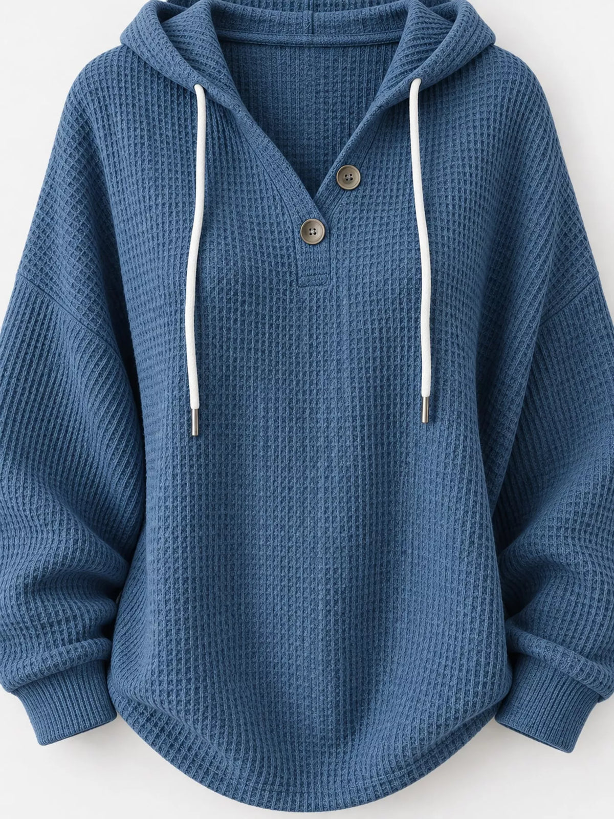 full size waffle knit button detail hoodie plus | dropsona - neutral - packaging