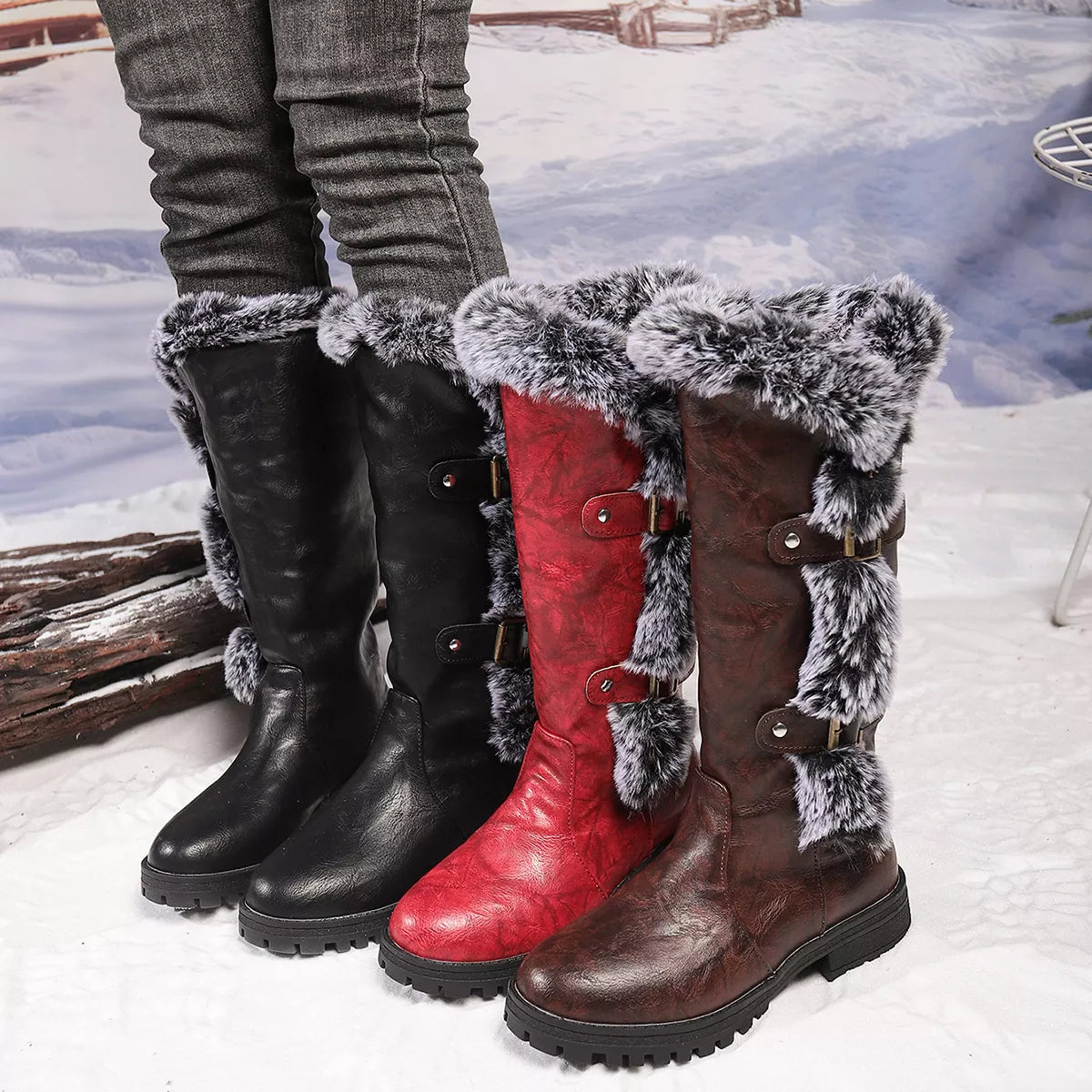 round toe block heel boots – dear monkey | dropsona - neutral - everyday use