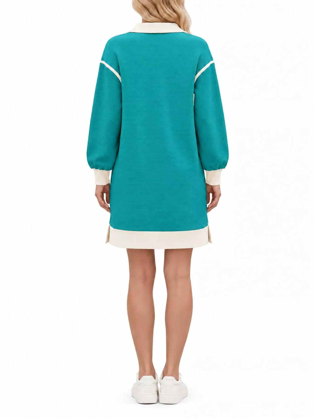 color block quarter-zip sweatshirt dress | dropsona - neutral - material texture