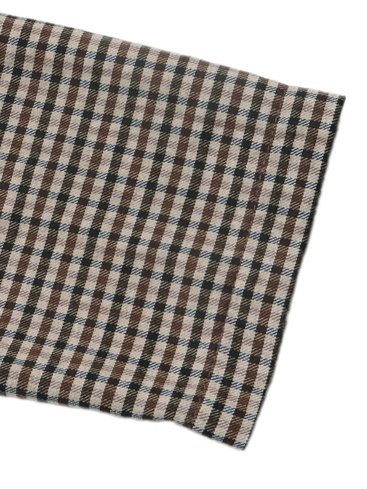 plaid lapel collar double-breasted blazer | dropsona - neutral - close-up detail