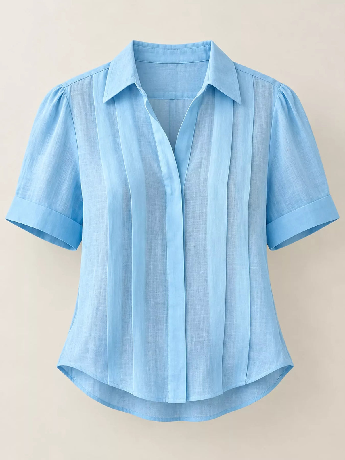 full size button up short sleeve shirt plus | dropsona - neutral - close-up detail