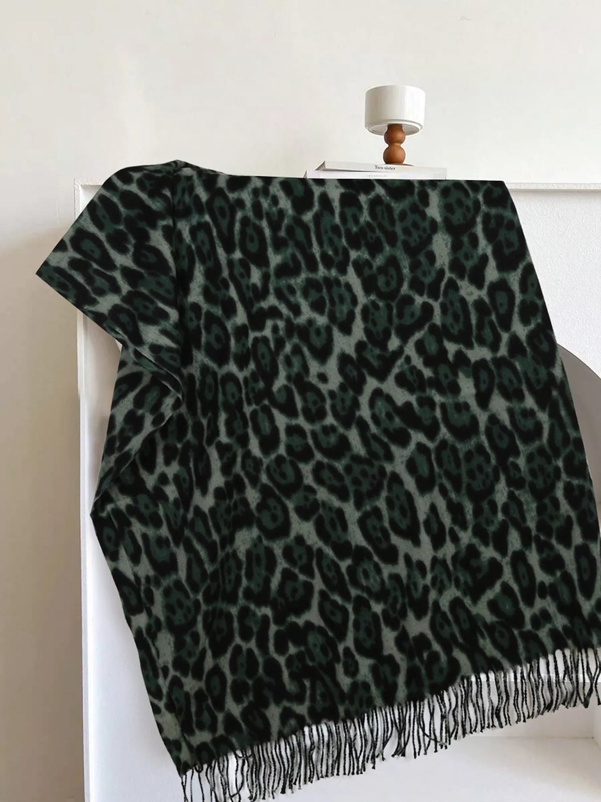 leopard fringe scarf – filadelfia | dropsona polyester fiber - neutral - size reference