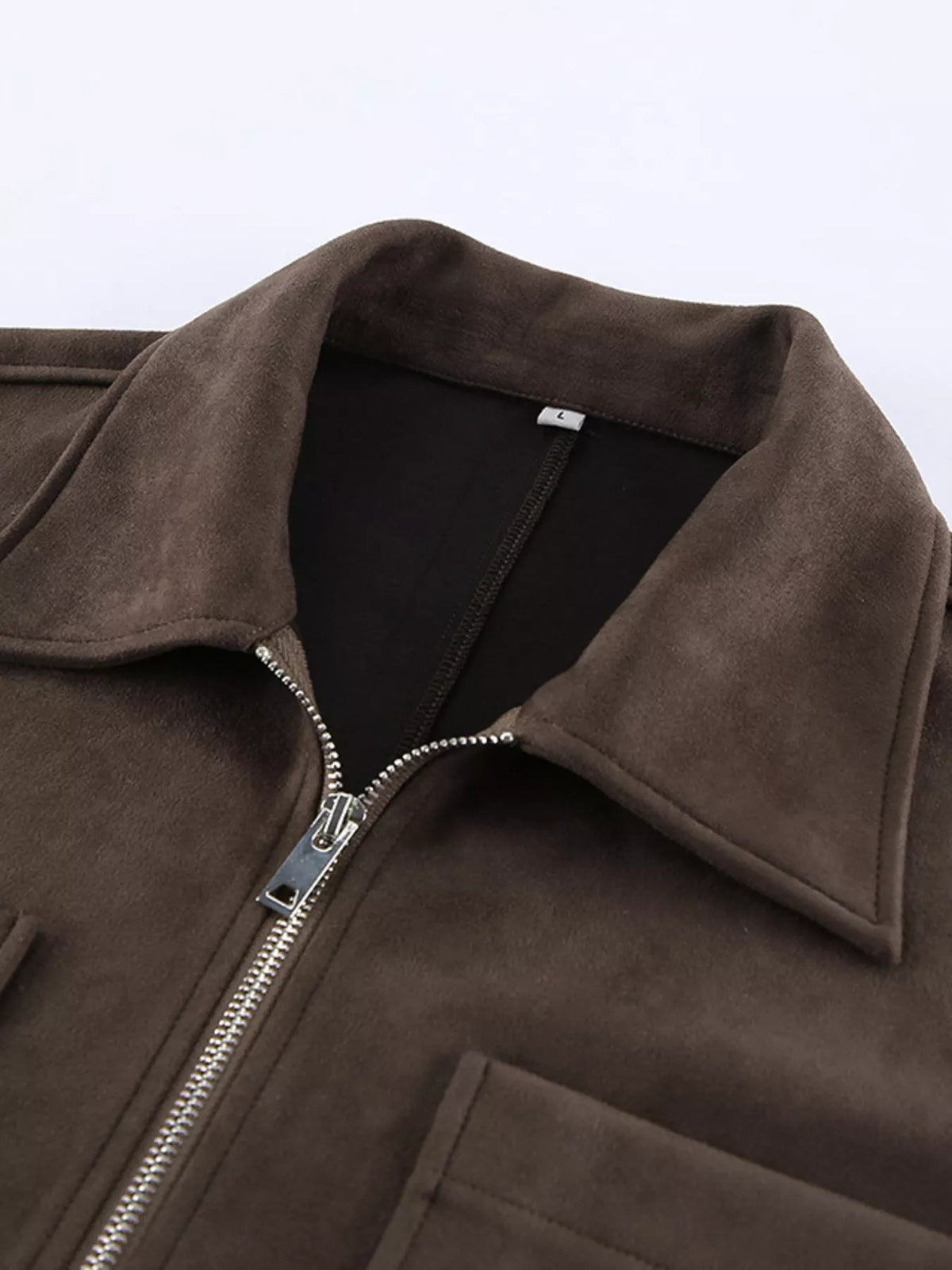 suede utility jacket with front pockets | dropsona - neutral - packaging